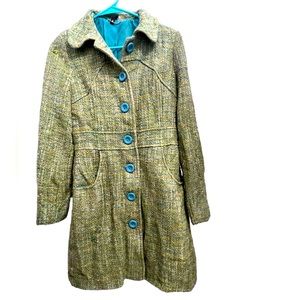 Green turquoise twill jacket coat